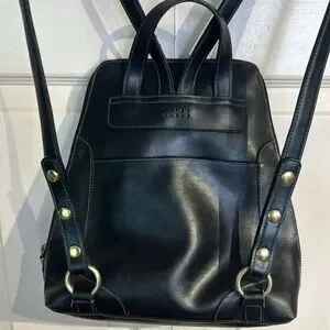 Vintage Crazy Horse Liz Claiborne Black Leather Backpack Vintage CRAZY HORSE Liz Claiborne Faux Leather Cross Body  main image 4